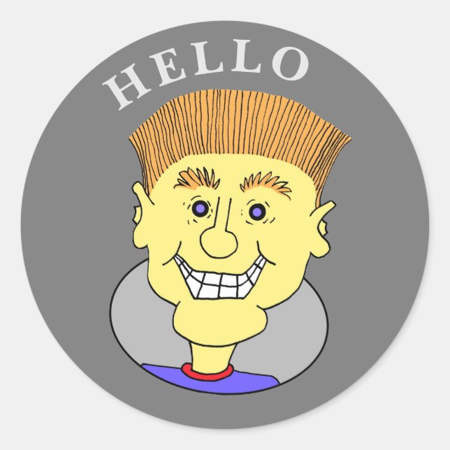 HELLO -  CLASSIC ROUND STICKER (Front)