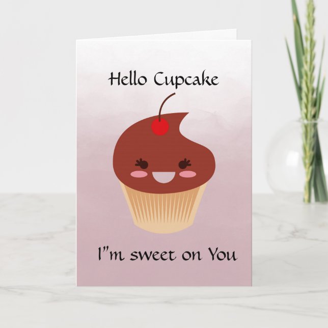 Hello Cupcake Greeting Card Watercolor (Front)