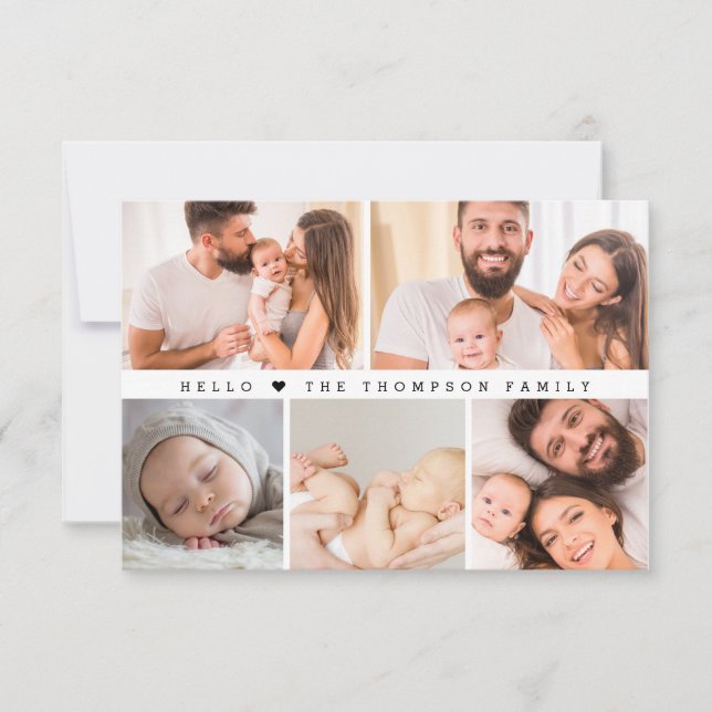 HELLO Custom Photo Collage Baby Shower Thank You Card (Front)