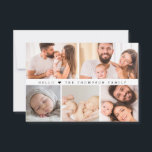 HELLO Custom Photo Collage Baby Shower Thank You Card<br><div class="desc">Express your gratitude with our "HELLO! - Baby Shower Photo Collage Simple Heart Thank You Card". This charming card features a sweet, simple design and a customizable photo collage, perfect for showcasing memories from your special day. Personalize the message on the back to add a heartfelt touch, making these thank...</div>