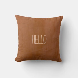 HELLO Custom Watercolor Tangerine Orange Stucco Throw Pillow