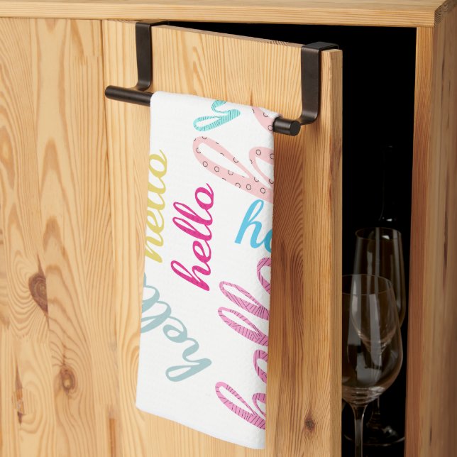 Hello Cute Colourful Hello Gifts Kitchen Towel (Thirds Fold)