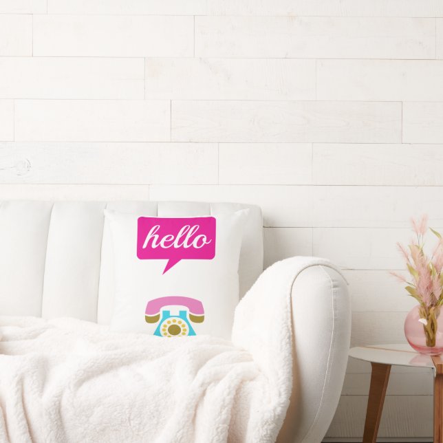 Hello Cute Colourful Hello Throw Pillow (Couch)