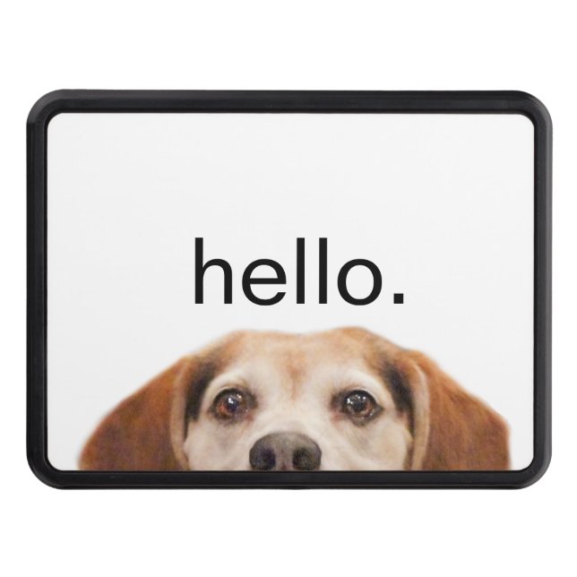 Hello Cute Funny Beagle Dog Modern Trendy Trailer Hitch Cover (Front)