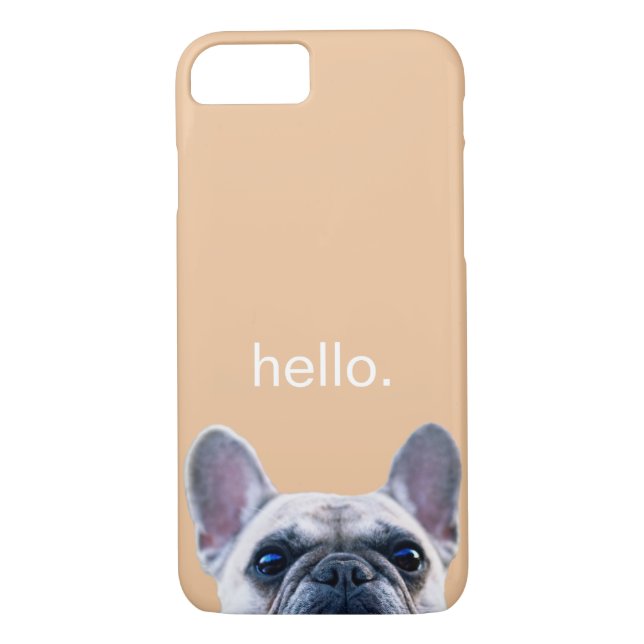Hello Cute Funny French Bulldog Modern Trendy Case-Mate iPhone Case (Back)