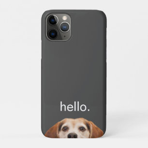Hello Cute Funny Smiling Beagle Dog Modern Gray iPhone 11 Pro Case