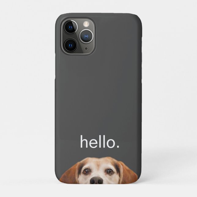Hello Cute Funny Smiling Beagle Dog Modern Gray Case-Mate iPhone Case (Back)