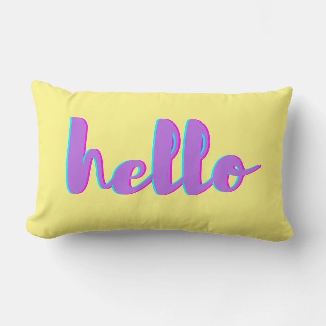 Hello Cute Modern Reversible Throw Pillow (Front)