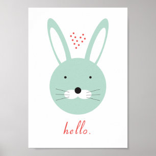 'Hello' cute rabbit poster