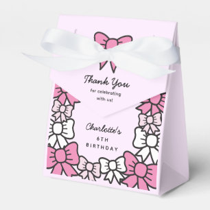 Hello Cutie Cartoon Pink Bow Birthday Party Favor Box