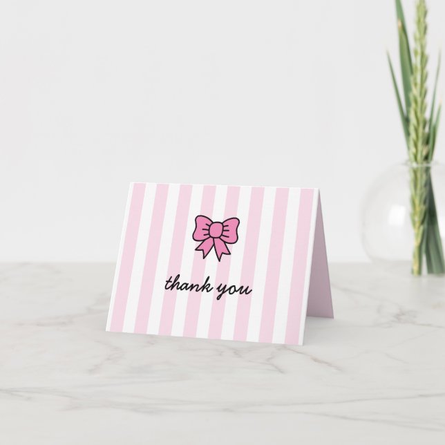 Hello Cutie Cartoon Pink Bow Thank You (Front)