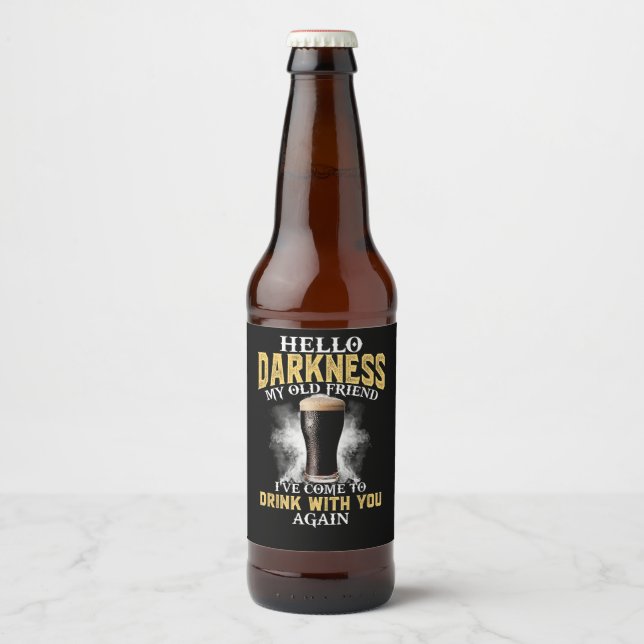 Hello Darkness My Old Friend Beer Bottle Label (Front)