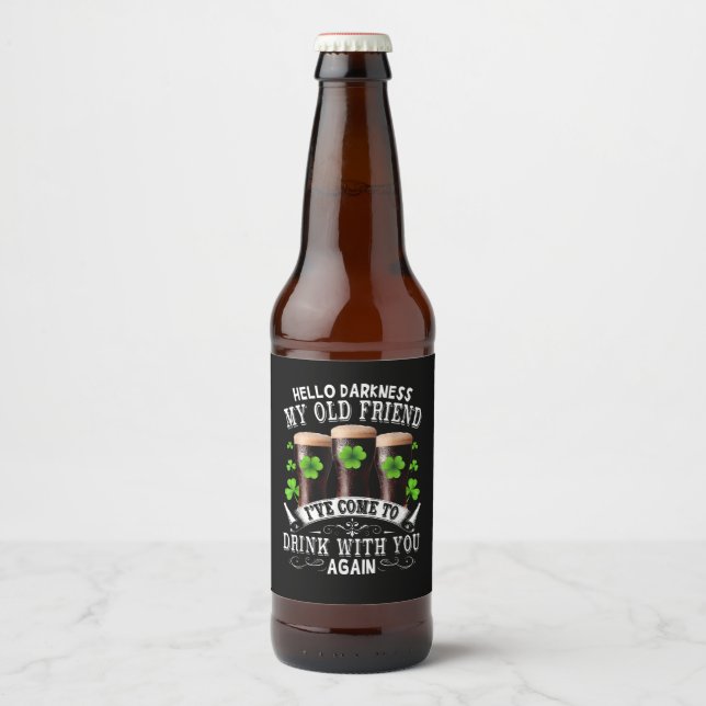 Hello Darkness My Old Friend Beer Bottle Label (Front)