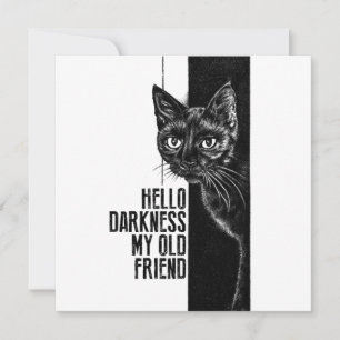 Hello Darkness My Old Friend Black Cat Sketch V2 Invitation