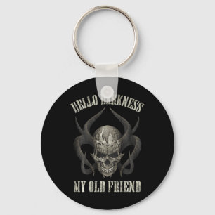 Hello Darkness My Old Friend Demon Skull Horn Hall Keychain