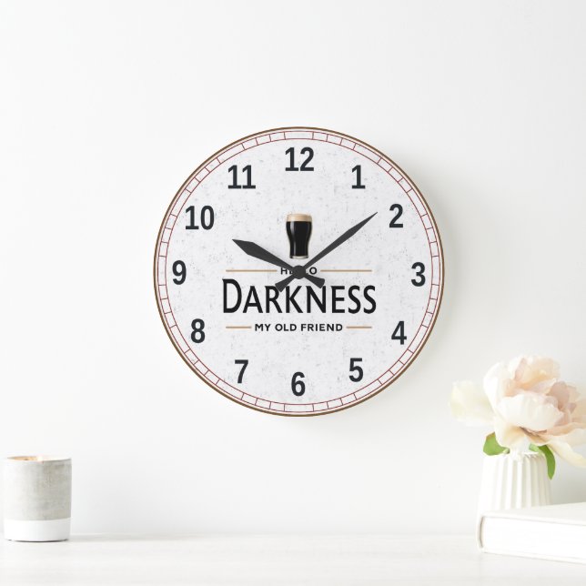Hello Darkness My Old Friend Funny St Patricks Day Large Clock (Home)