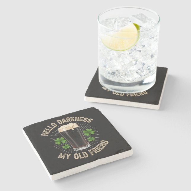 Hello Darkness My Old Friend Stone Coaster (Side)