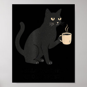 Hello Darkness Old Friend Cat And Coffee Halloween Poster