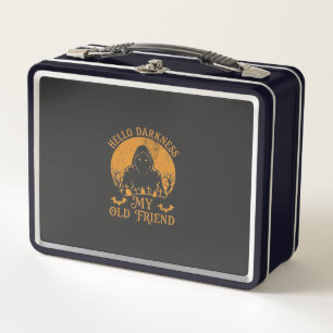 Hello Darkness Old Friend Reaper Orange Moon Grave Metal Lunch Box