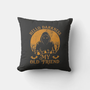 Hello Darkness Old Friend Reaper Orange Moon Grave Throw Pillow
