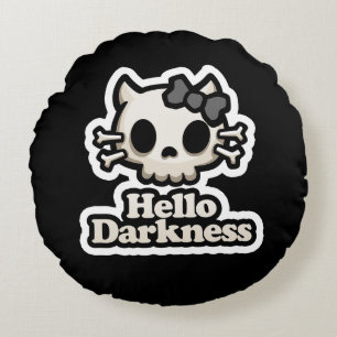 Hello Darkness Round Pillow