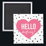 Hello Darling Heart | Polka Dots Magnet<br><div class="desc">Fun and whimsical magnet featuring dots patterns and pink heart.</div>