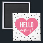 Hello Darling Heart | Polka Dots Magnet<br><div class="desc">Fun and whimsical magnet featuring dots patterns and pink heart.</div>