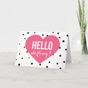Hello Darling   Polka Dots Greeting Card