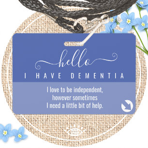 hello dementia awareness and emergency contact badge