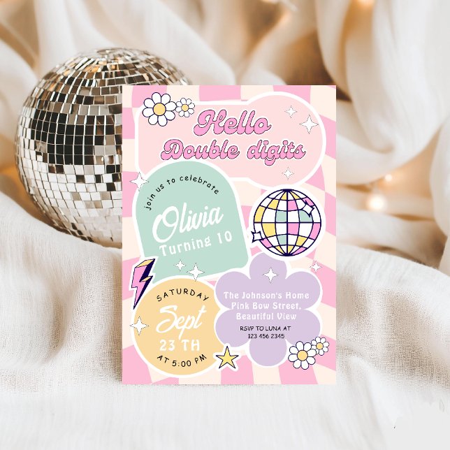 Hello Double Digits 10th birthday party Invitation (Creator Uploaded)