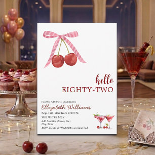 Hello Eighty Two Cherry Martini Birthday Party Invitation
