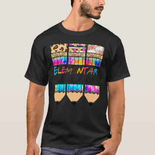 Hello Elementary Leopard Tie Dye Pencil  Cute Teac T-Shirt