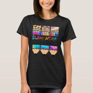 Hello Elementary Leopard Tie Dye Pencil  Cute Teac T-Shirt