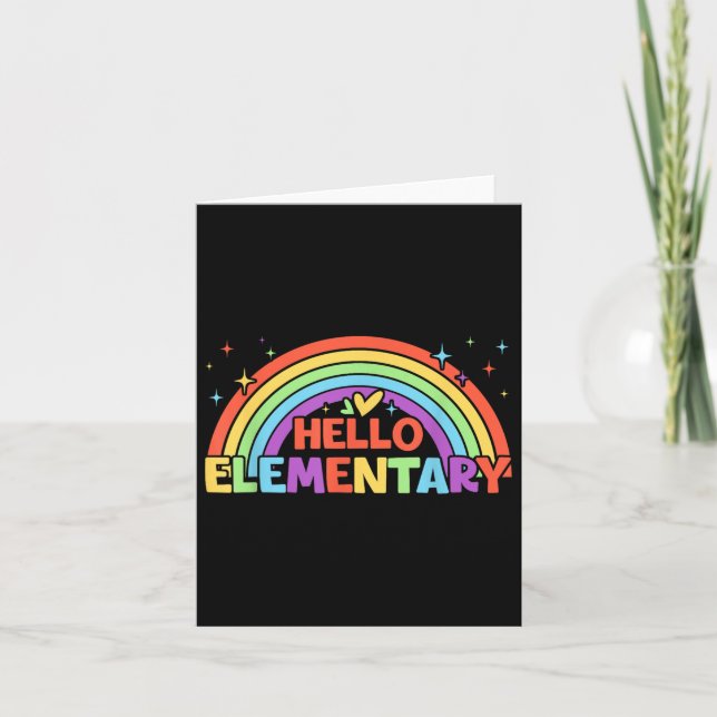 Hello Elementary Rainbow Teacher Squad Back To Sch Card (Front)