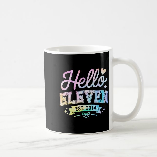 Hello Eleven Est 2014 Coquette Bow 11th Birthday G Coffee Mug (Right)