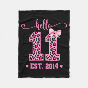 Hello Eleven Est 2014 Coquette Bow 11th Birthday G Fleece Blanket