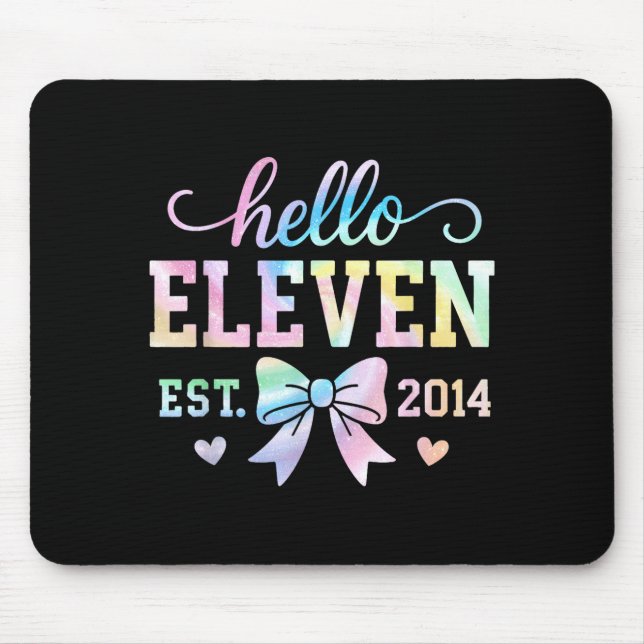 Hello Eleven Est 2014 Coquette Bow 11th Birthday G Mouse Pad (Front)