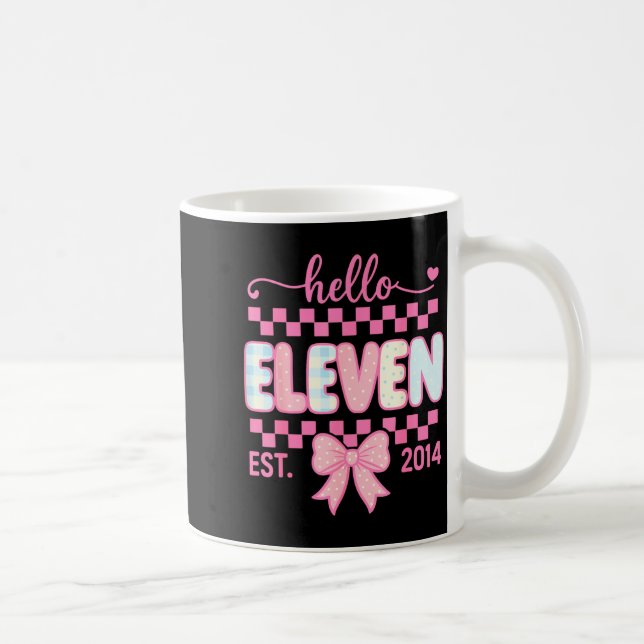 Hello Eleven Est 2014 Coquette Bow Happy 11th Birt Coffee Mug (Right)