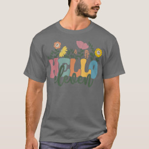 Hello Eleven Flower I Am 11 Year Old Happy Birthda T-Shirt