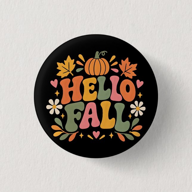 Hello Fall 1 Inch Round Button (Front)