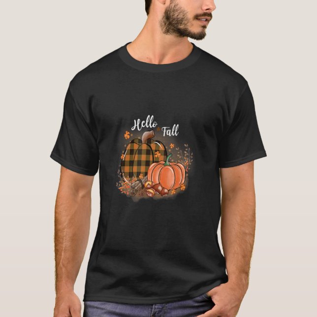 Hello Fall Autumn Cozy Warm T-Shirt (Front)