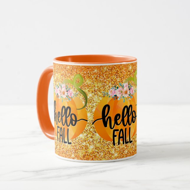 Hello Fall Autumn Customize Colour Mug (Front Left)