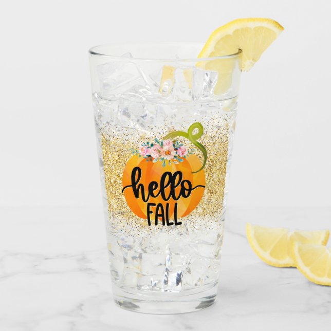 Hello Fall Autumn Customize Glass (Back Ice)