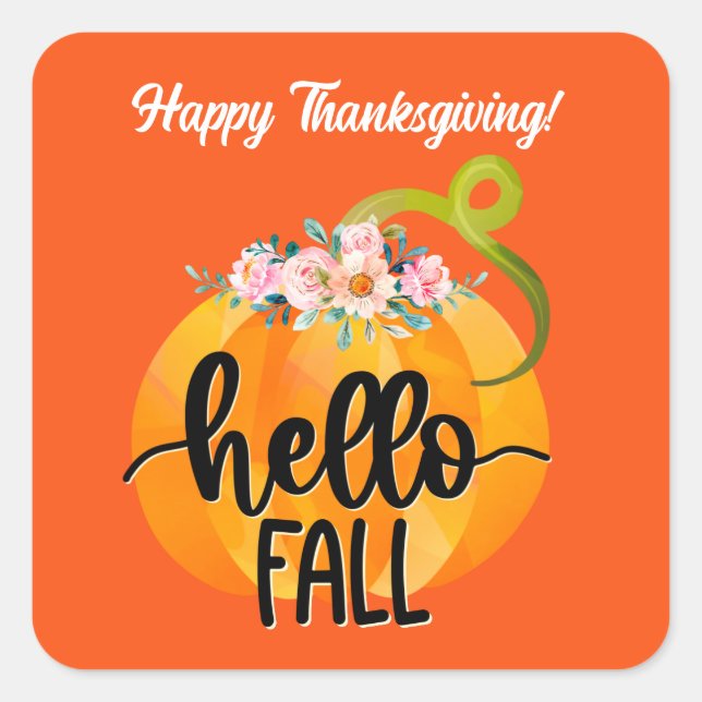 Hello Fall Autumn Customize Square Sticker (Front)