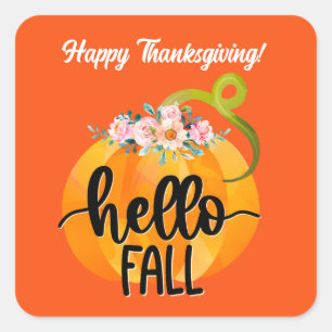 Hello Fall Autumn Customize Square Sticker