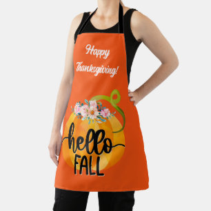 Hello Fall Autumn Customize Text and Color Apron