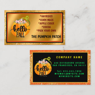 Hello Fall Autumn Customize Text and Colour Business Card