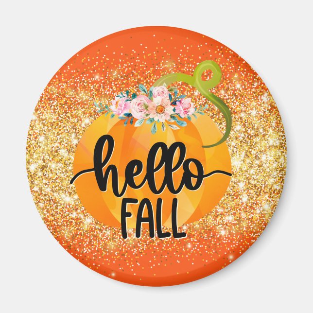 Hello Fall Autumn Customize Text and Colour Magnet (Front)