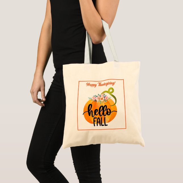 Hello Fall Autumn Customize Tote Bag (Front (Product))