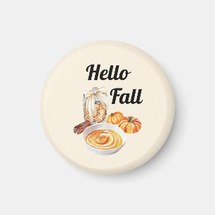 Hello Fall Autumn Decor with Pumpkins and Cinnamon Magnet
